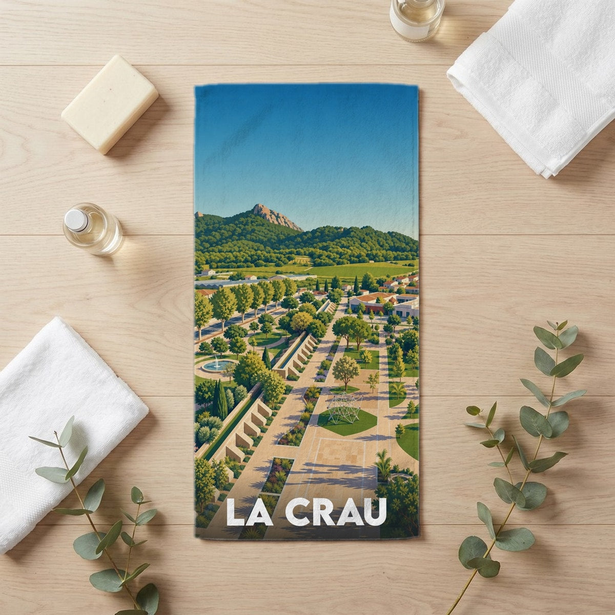 Serviette de bain 30 cm x 60 cm souvenir de La Crau