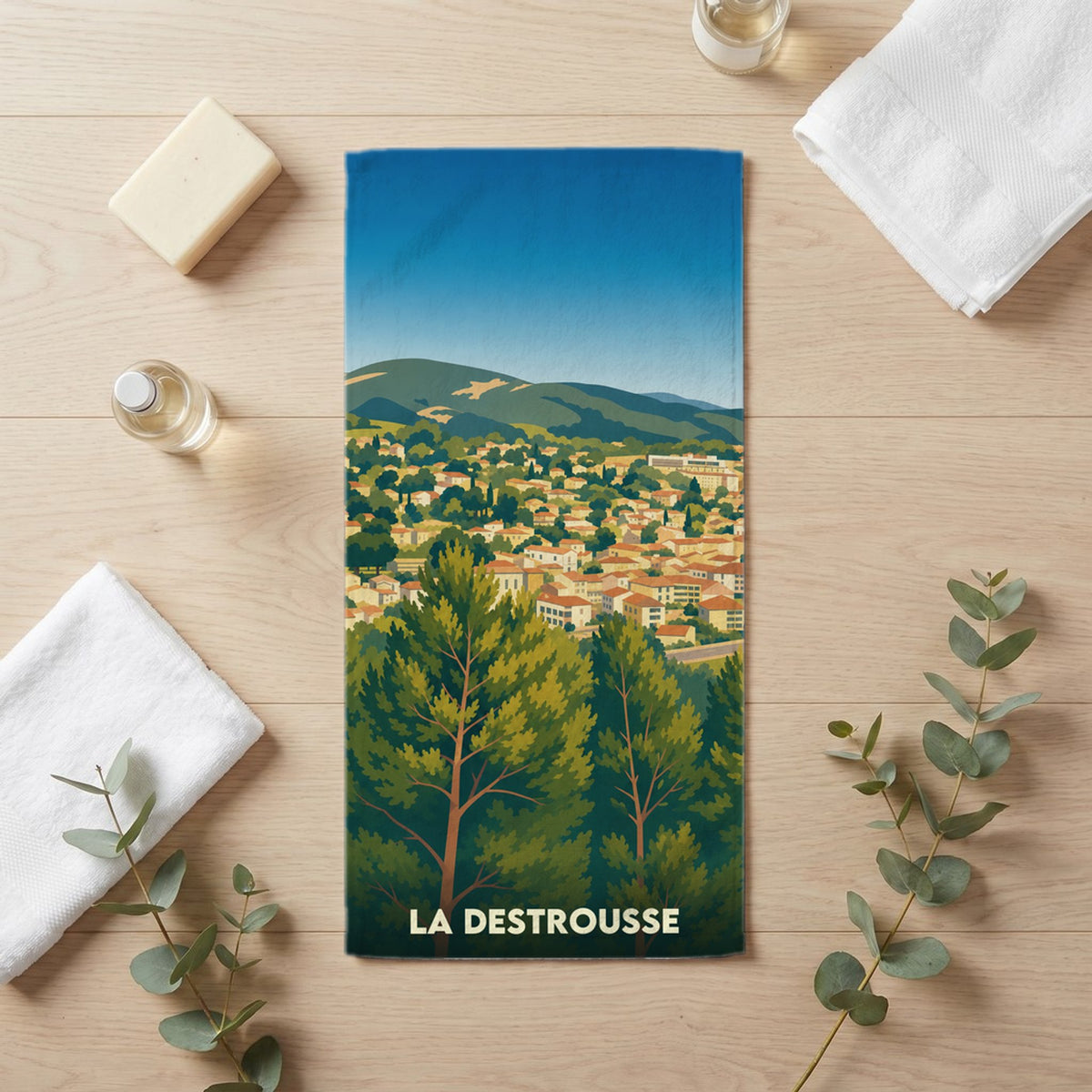 Serviette de bain 30 cm x 60 cm souvenir de La Destrousse