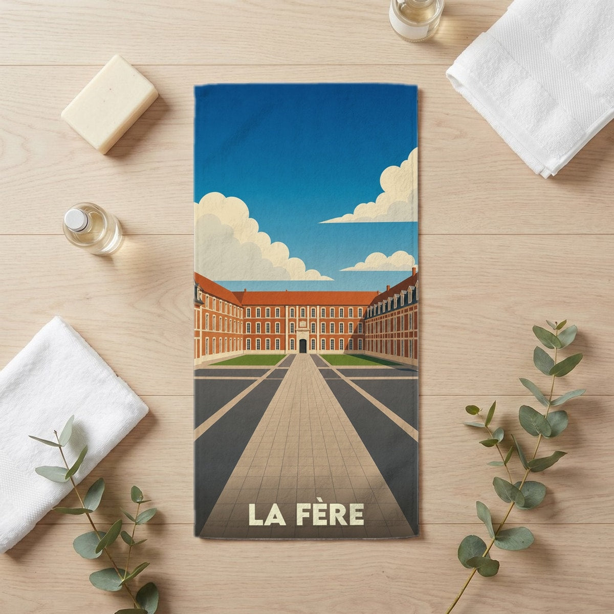 Serviette de bain 30 cm x 60 cm souvenir de La Fère