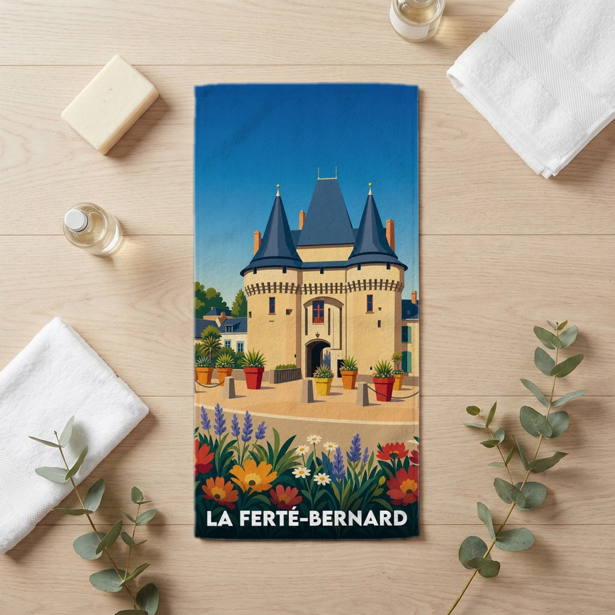 Serviette de bain 30 cm x 60 cm souvenir de La Ferté-Bernard