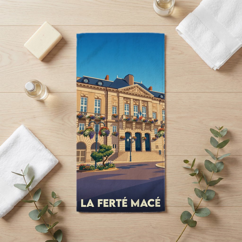 Serviette de bain 30 cm x 60 cm souvenir de La Ferté Macé