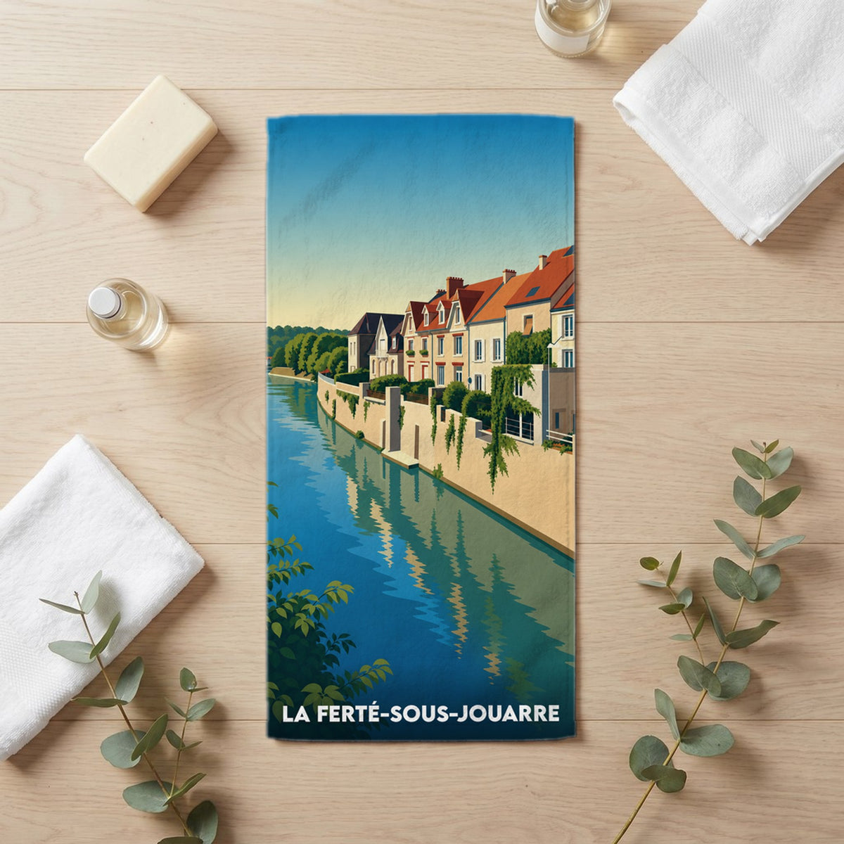 Serviette de bain 30 cm x 60 cm souvenir de La Ferté-sous-Jouarre