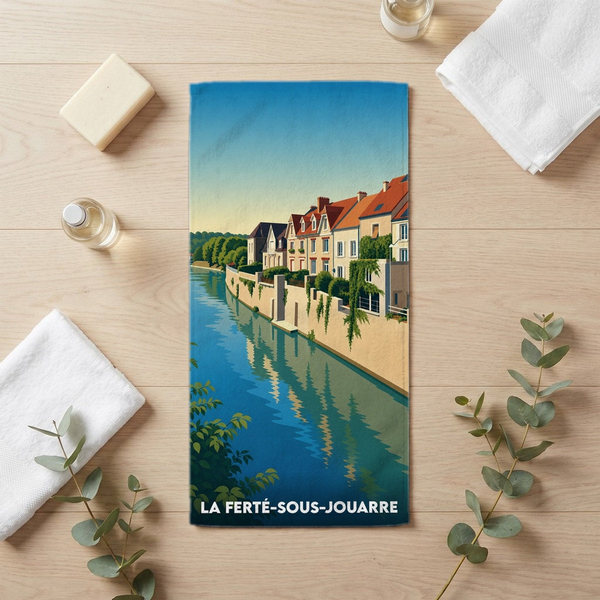 Serviette de bain 30 cm x 60 cm souvenir de La Ferté-sous-Jouarre