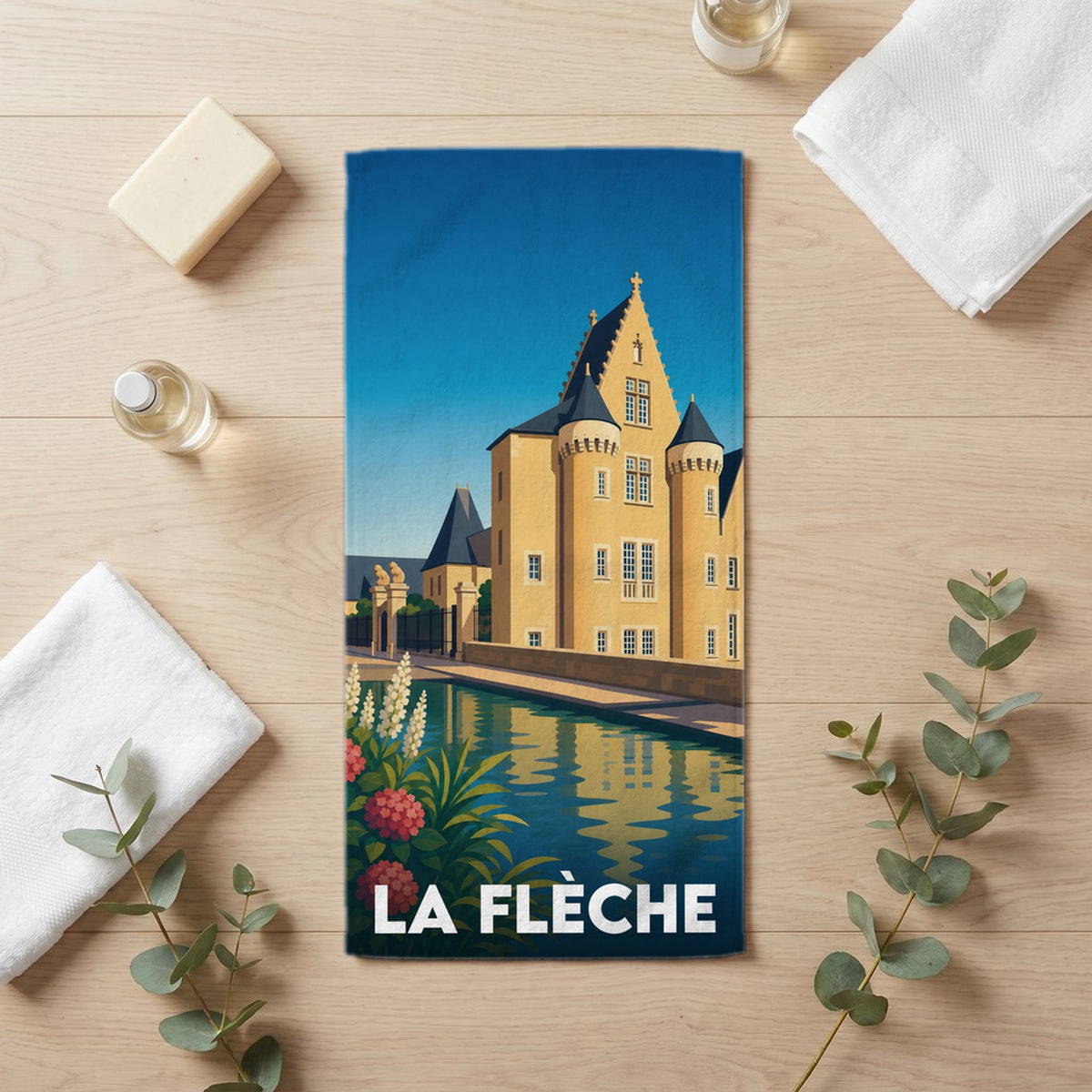 Serviette de bain 30 cm x 60 cm souvenir de La Flèche