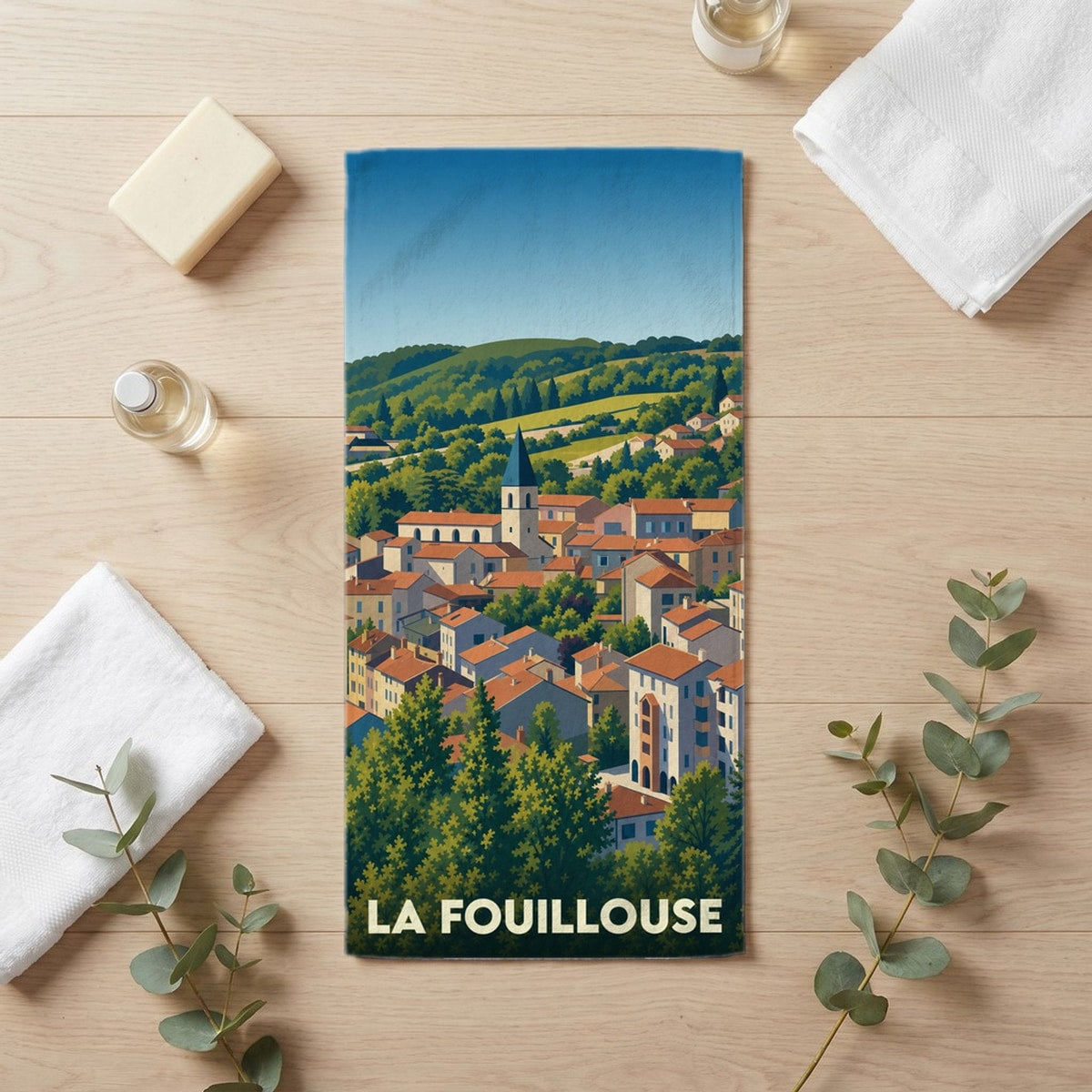 Serviette de bain 30 cm x 60 cm souvenir de La Fouillouse