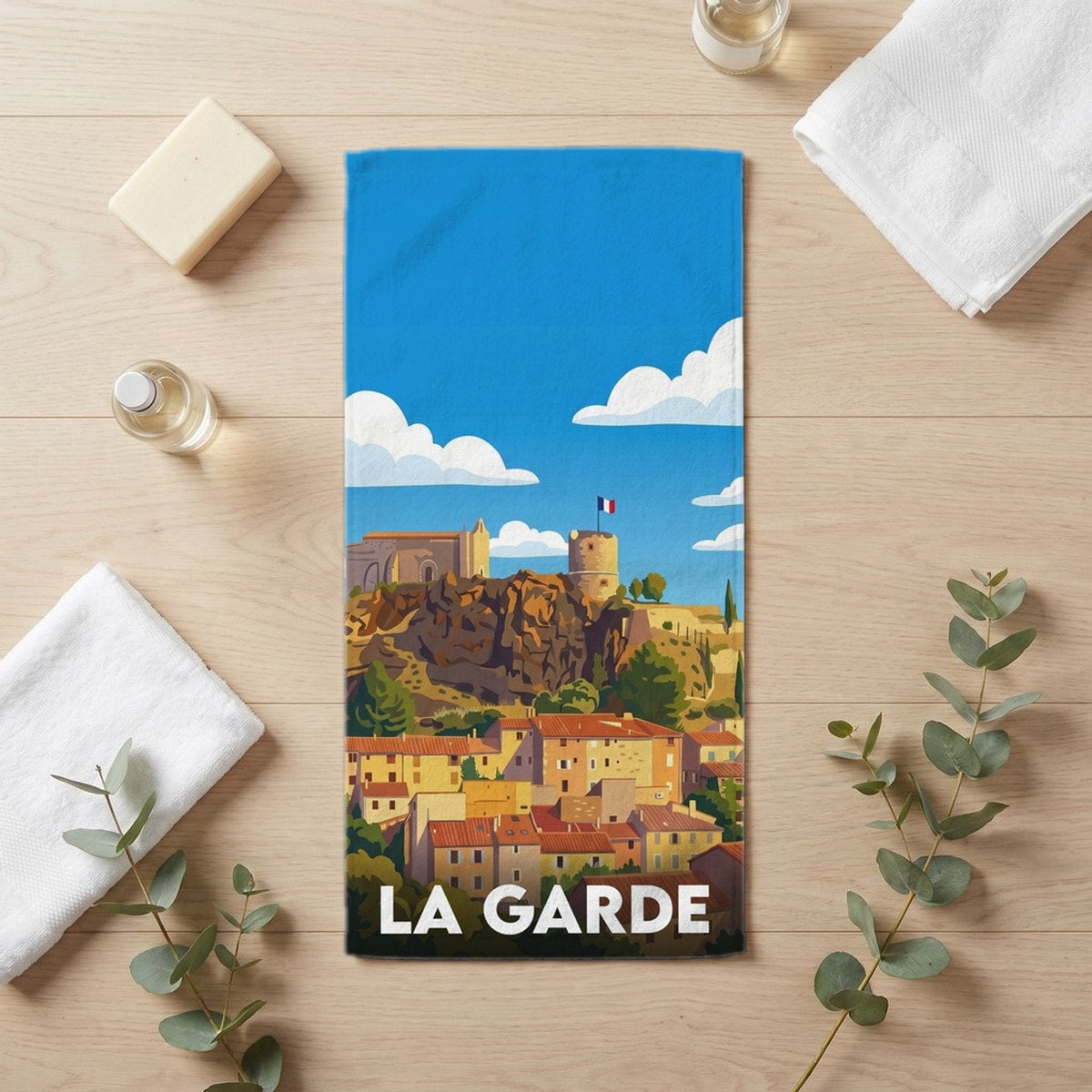 Serviette de bain 30 cm x 60 cm souvenir de La Garde