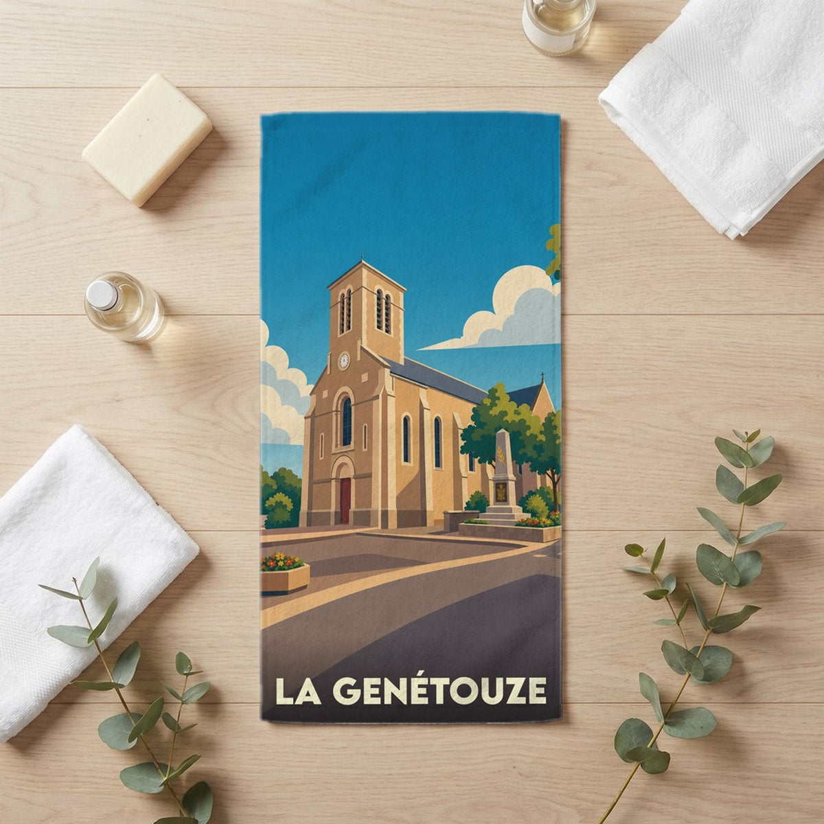 Serviette de bain 30 cm x 60 cm souvenir de La Genétouze