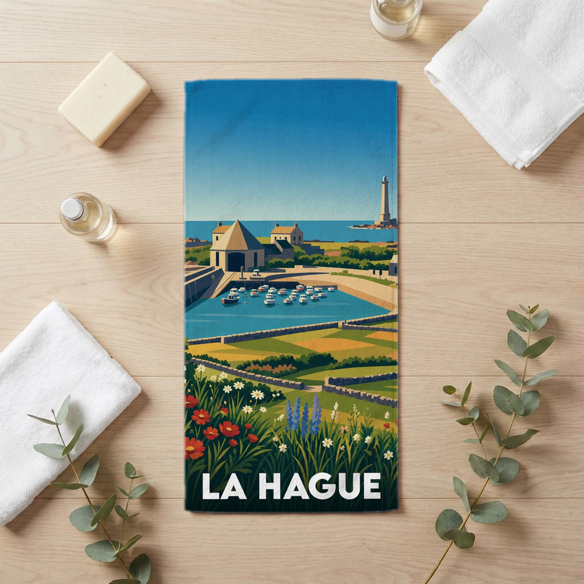 Serviette de bain 30 cm x 60 cm souvenir de La Hague