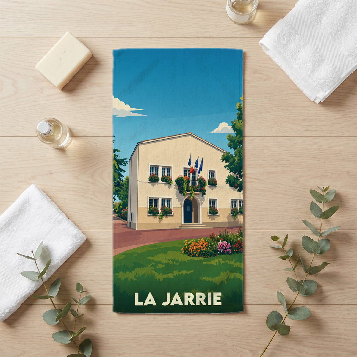 Serviette de bain 30 cm x 60 cm souvenir de La Jarrie