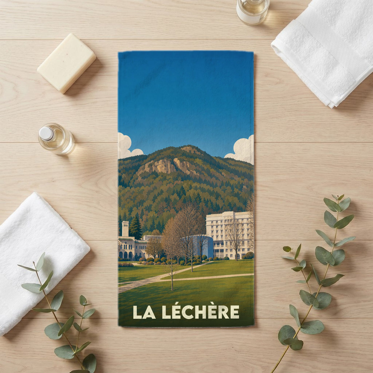 Serviette de bain 30 cm x 60 cm souvenir de La Léchère