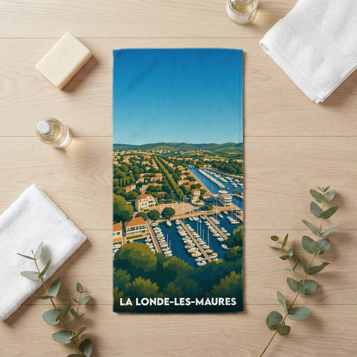 Serviette de bain 30 cm x 60 cm souvenir de La Londe-les-Maures
