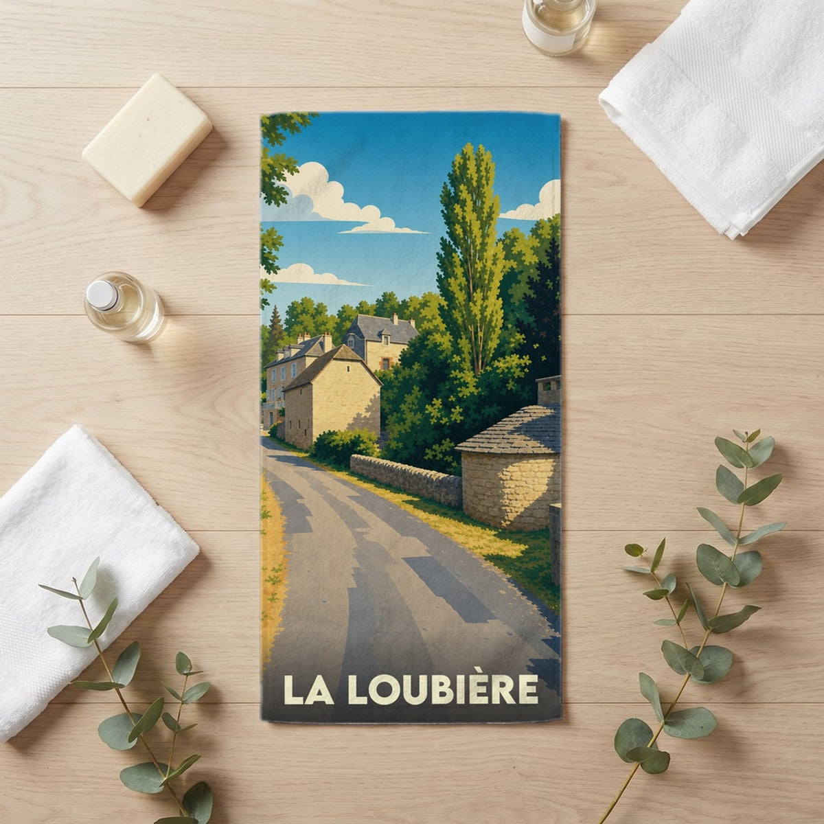 Serviette de bain 30 cm x 60 cm souvenir de La Loubière