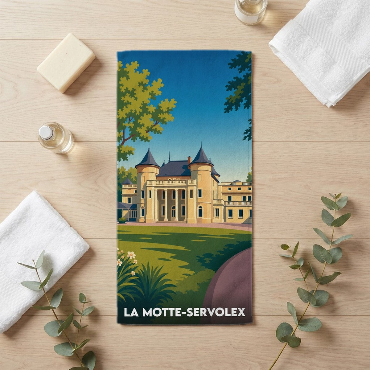 Serviette de bain 30 cm x 60 cm souvenir de La Motte-Servolex