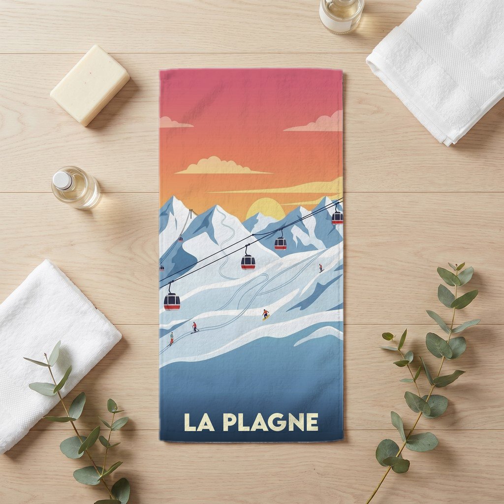 Serviette de bain 30 cm x 60 cm souvenir de La Plagne