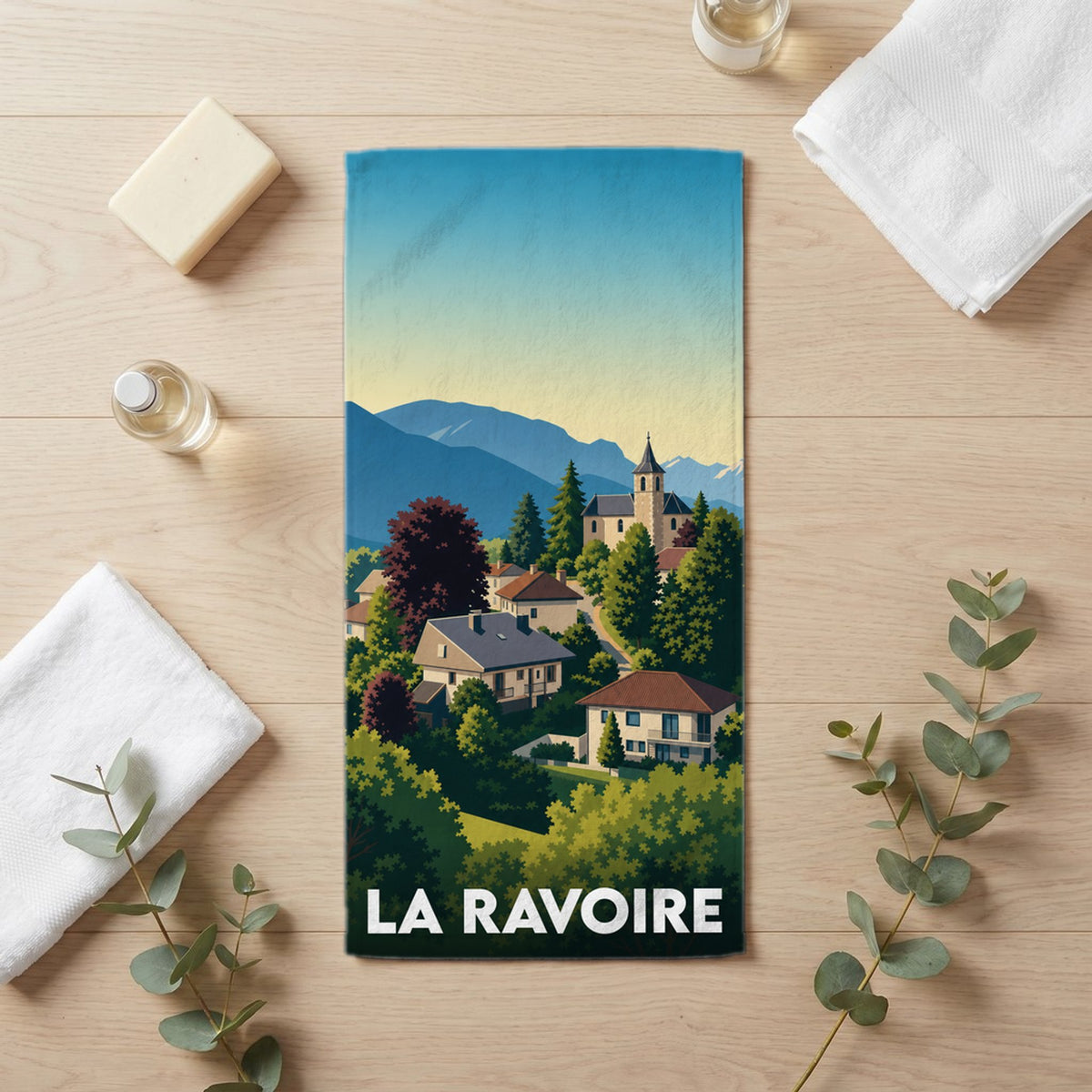 Serviette de bain 30 cm x 60 cm souvenir de La Ravoire