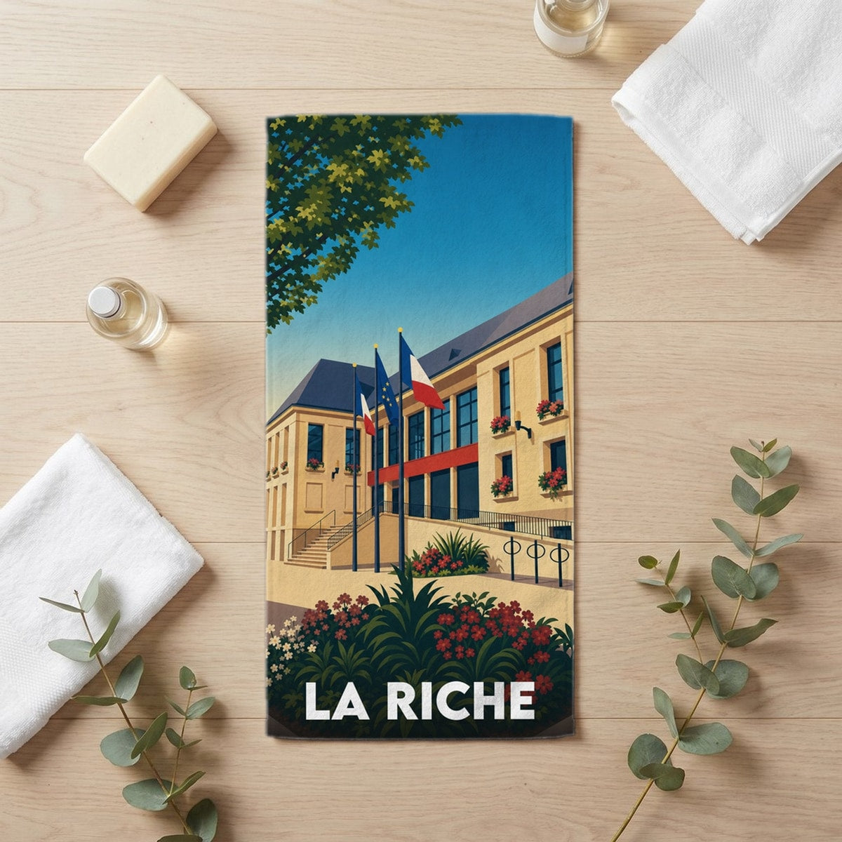 Serviette de bain 30 cm x 60 cm souvenir de La Riche