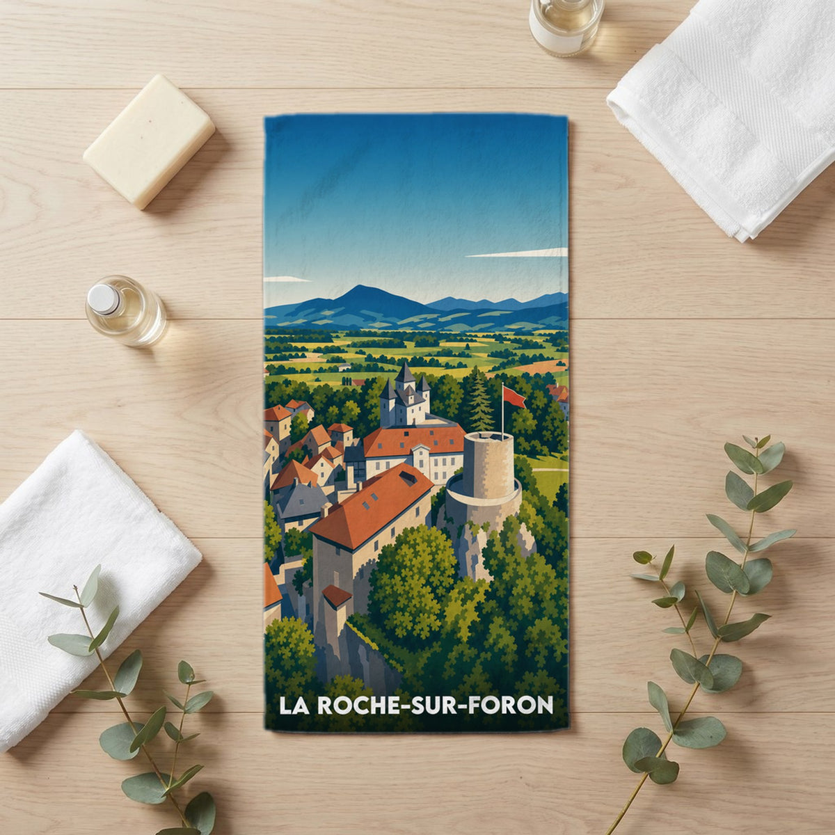 Serviette de bain 30 cm x 60 cm souvenir de La Roche-sur-Foron
