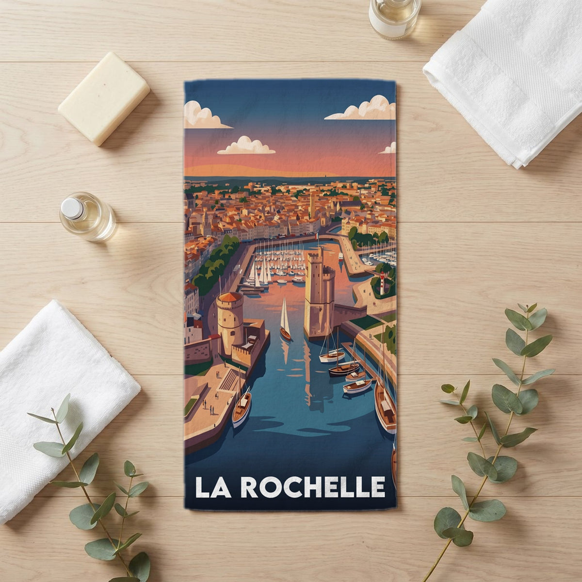 Serviette de bain 30 cm x 60 cm souvenir de La Rochelle
