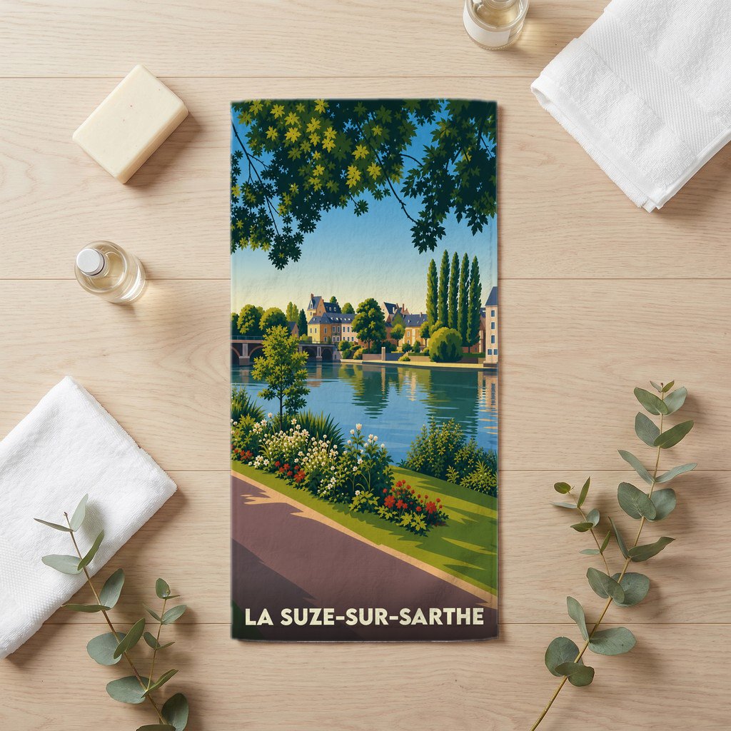 Serviette de bain 30 cm x 60 cm souvenir de La Suze-sur-Sarthe