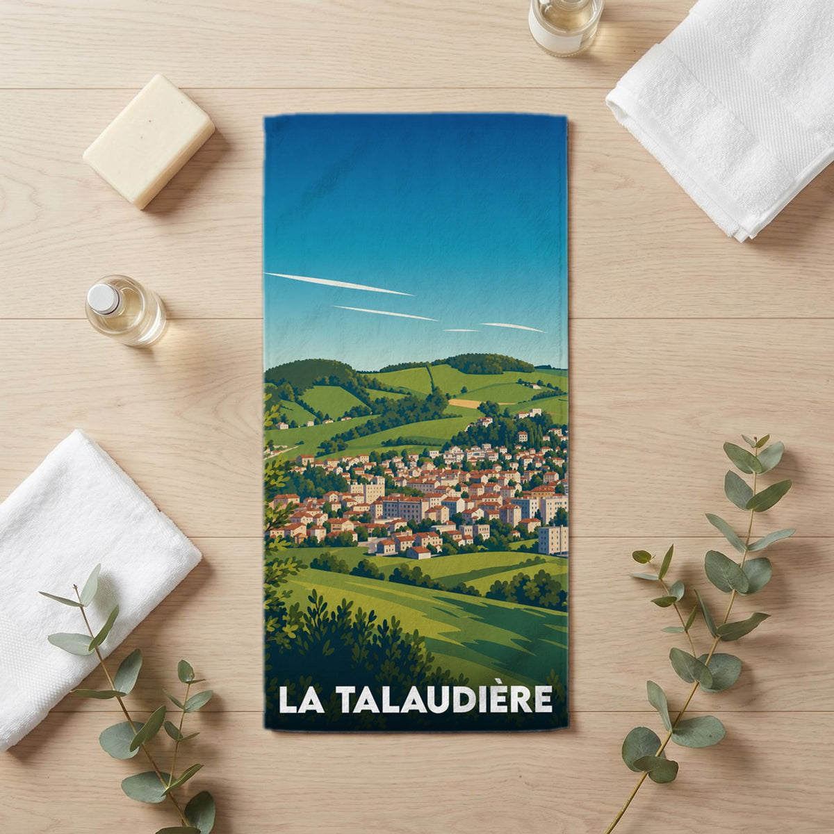 Serviette de bain 30 cm x 60 cm souvenir de La Talaudière