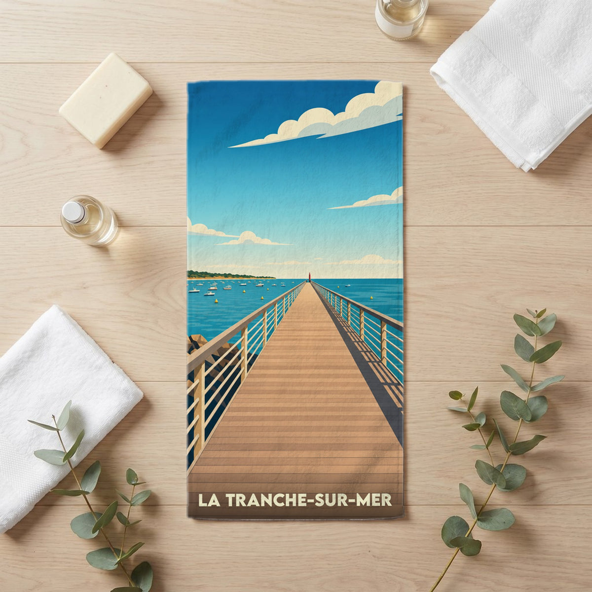 Serviette de bain 30 cm x 60 cm souvenir de La Tranche-sur-Mer