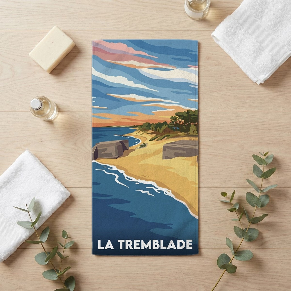 Serviette de bain 30 cm x 60 cm souvenir de La Tremblade