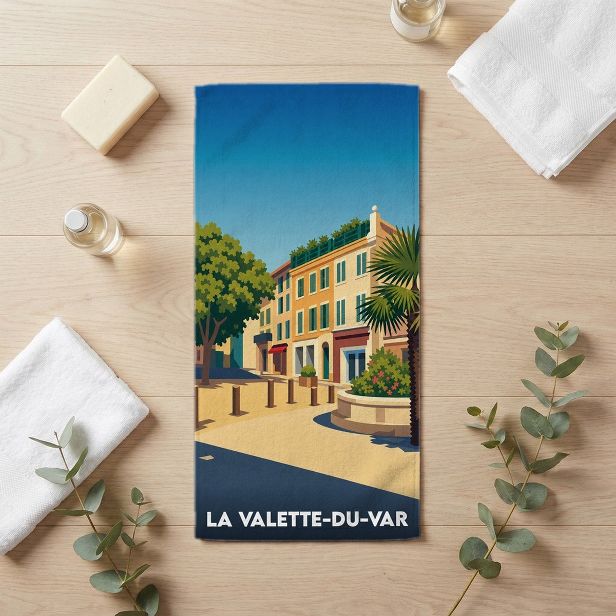 Serviette de bain 30 cm x 60 cm souvenir de La Valette-du-Var