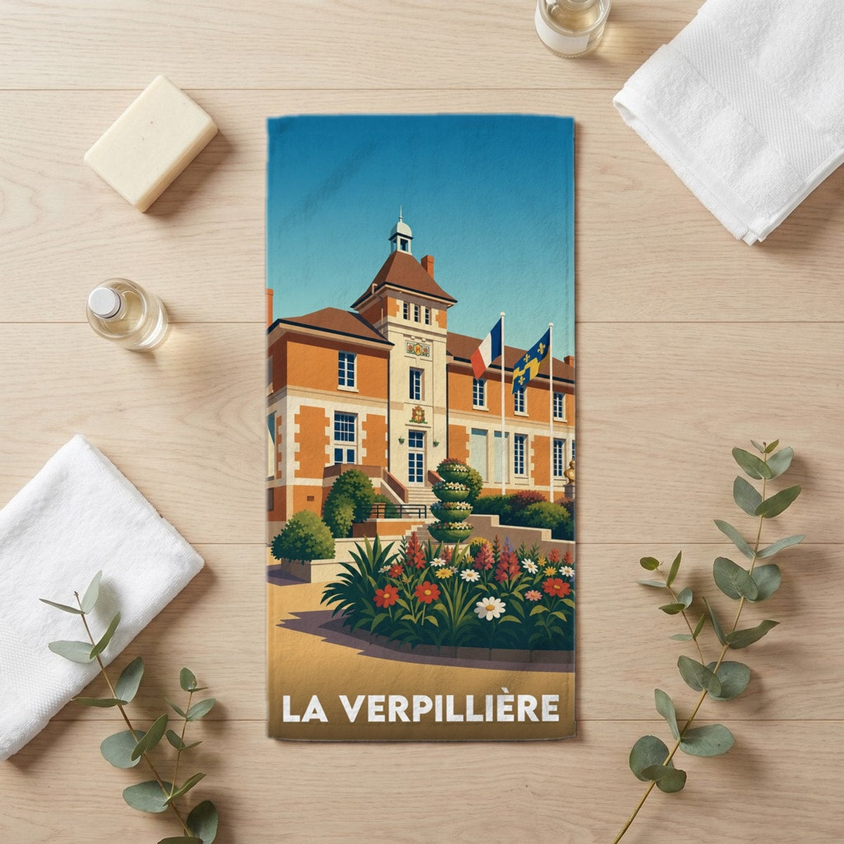 Serviette de bain 30 cm x 60 cm souvenir de La Verpillière