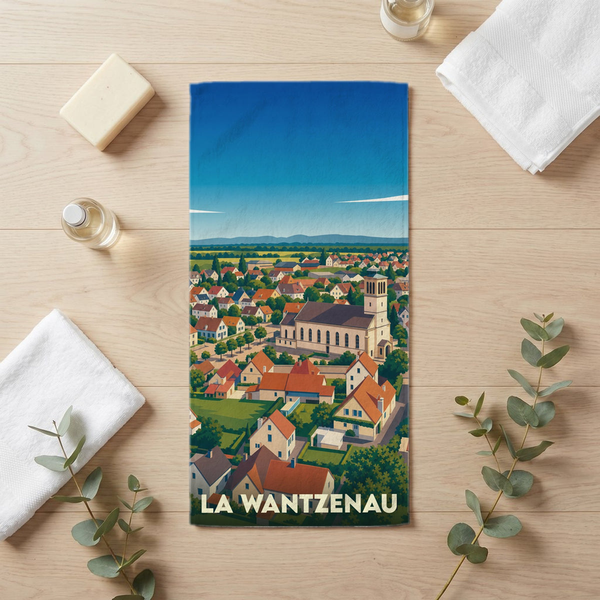 Serviette de bain 30 cm x 60 cm souvenir de La Wantzenau