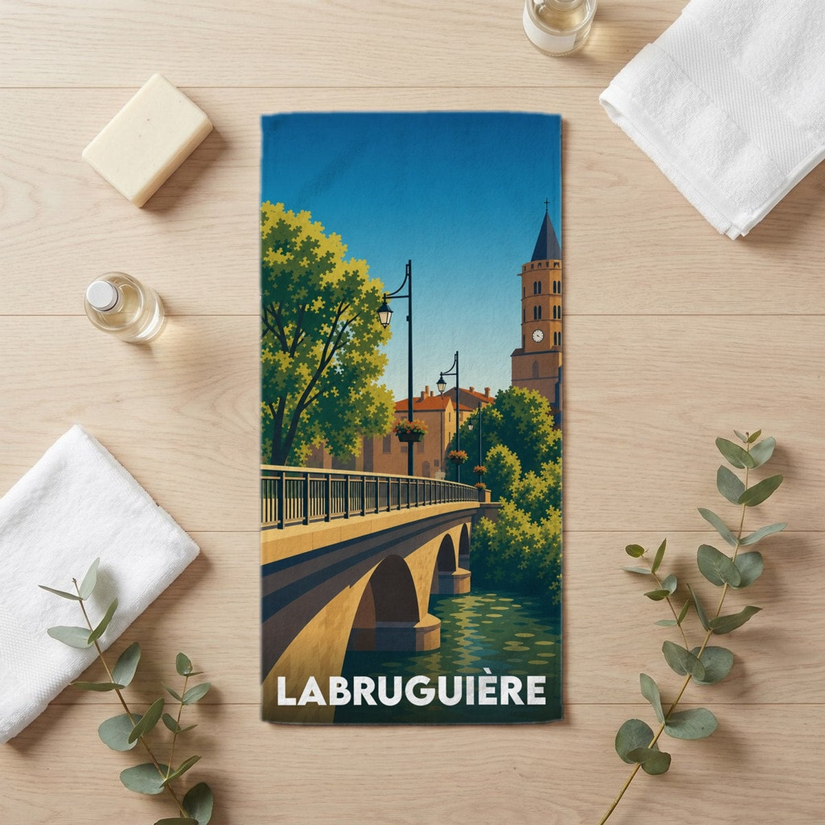Serviette de bain 30 cm x 60 cm souvenir de Labruguière