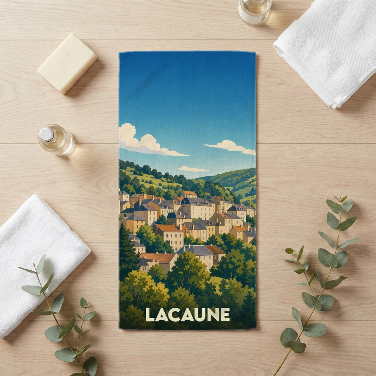 Serviette de bain 30 cm x 60 cm souvenir de Lacaune