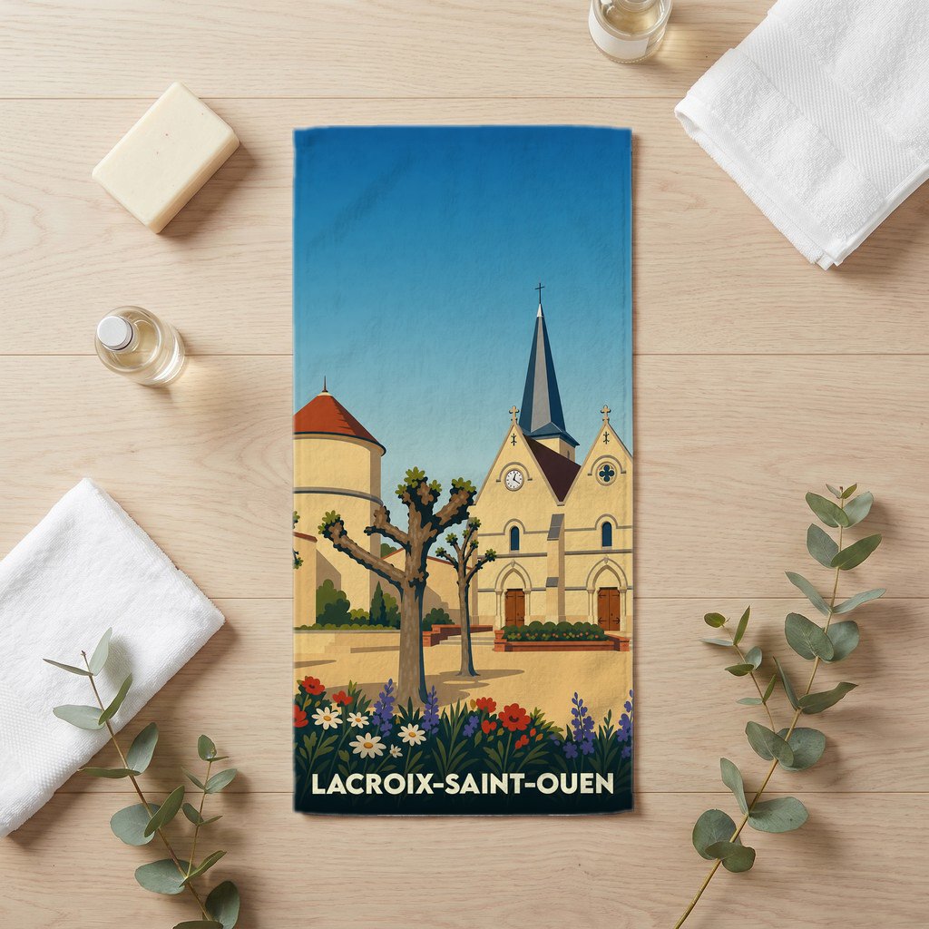 Serviette de bain 30 cm x 60 cm souvenir de Lacroix-Saint-Ouen