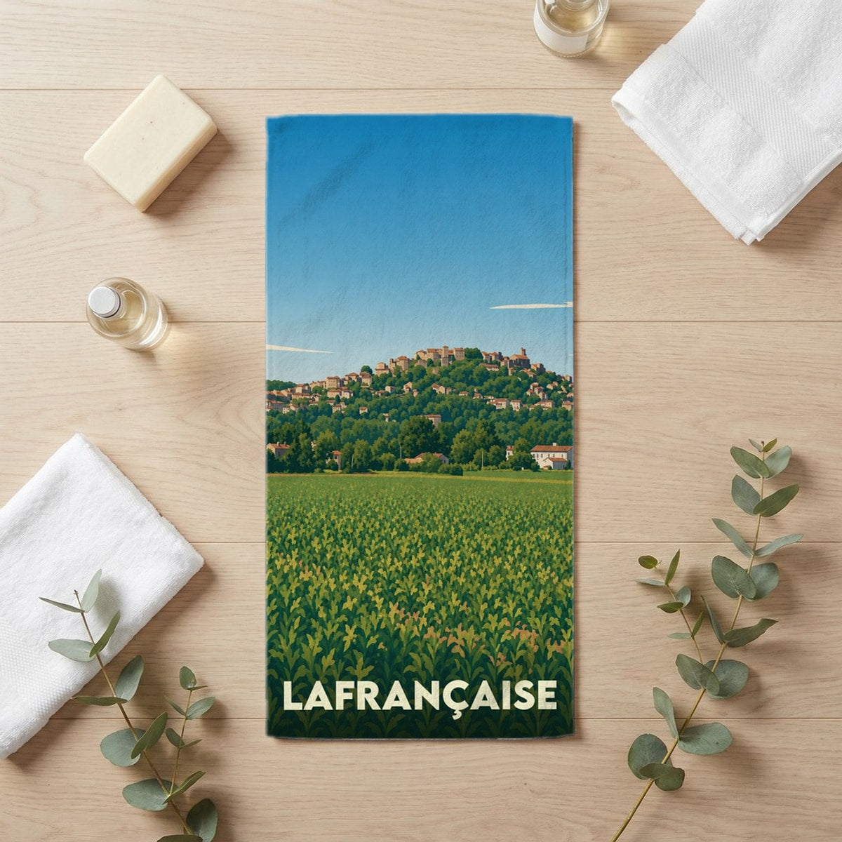 Serviette de bain 30 cm x 60 cm souvenir de Lafrançaise