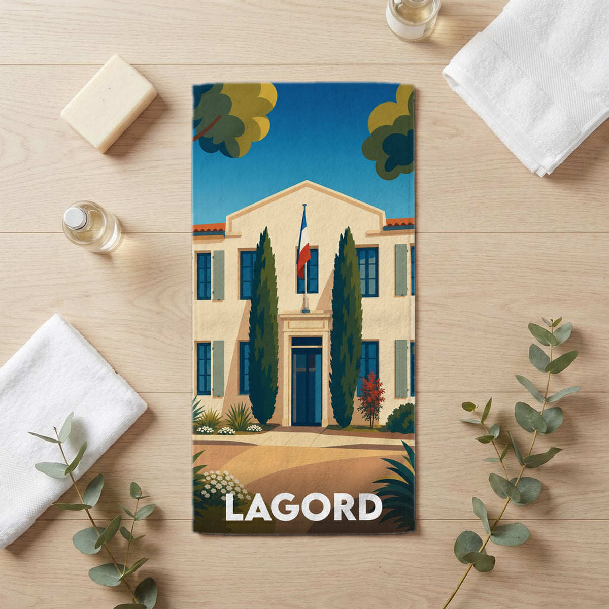 Serviette de bain 30 cm x 60 cm souvenir de Lagord