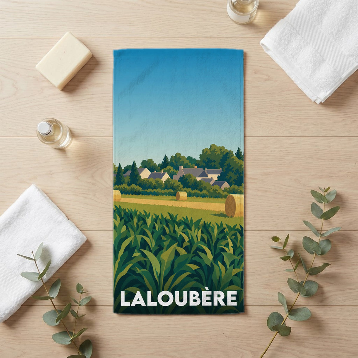 Serviette de bain 30 cm x 60 cm souvenir de Laloubère