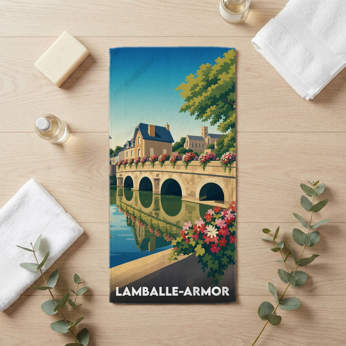 Serviette de bain 30 cm x 60 cm souvenir de Lamballe-Armor