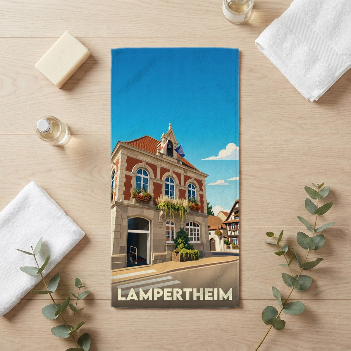 Serviette de bain 30 cm x 60 cm souvenir de Lampertheim
