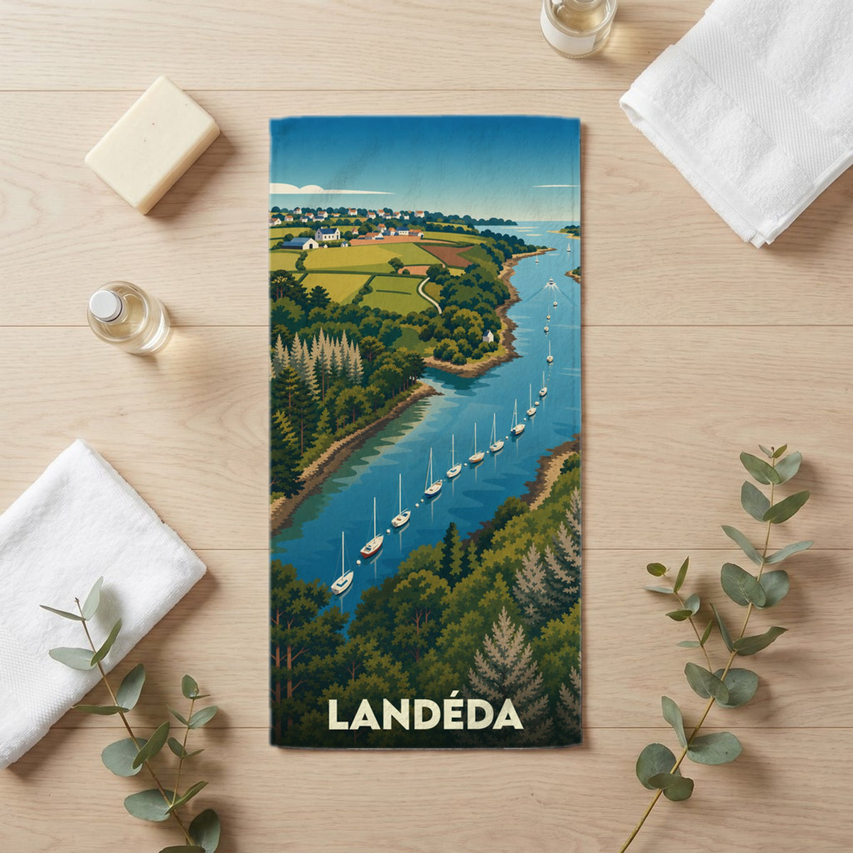 Serviette de bain 30 cm x 60 cm souvenir de Landéda