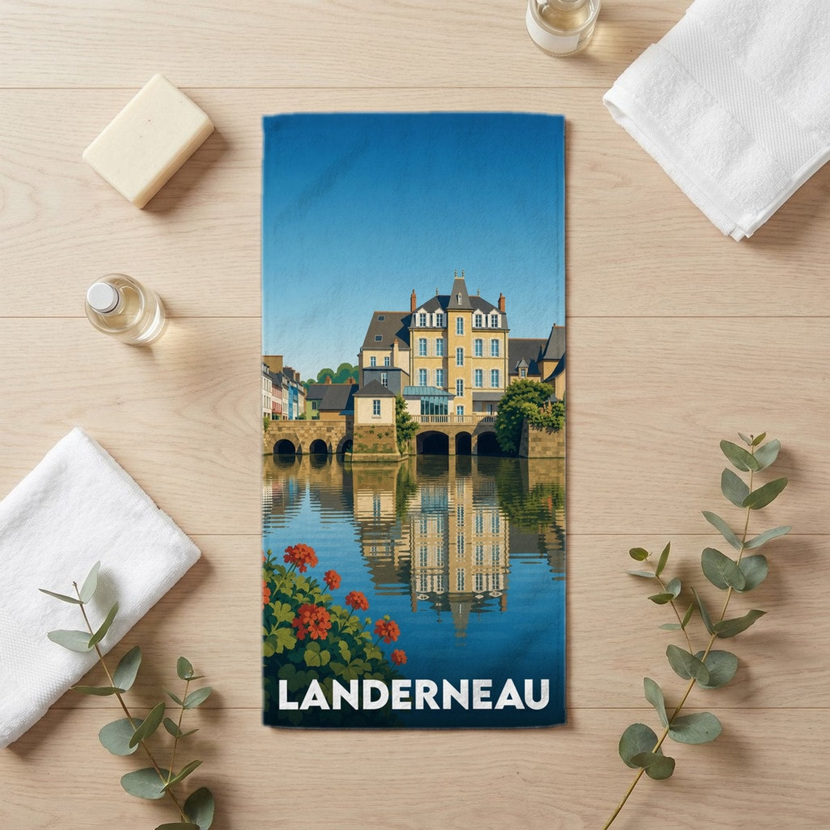Serviette de bain 30 cm x 60 cm souvenir de Landerneau