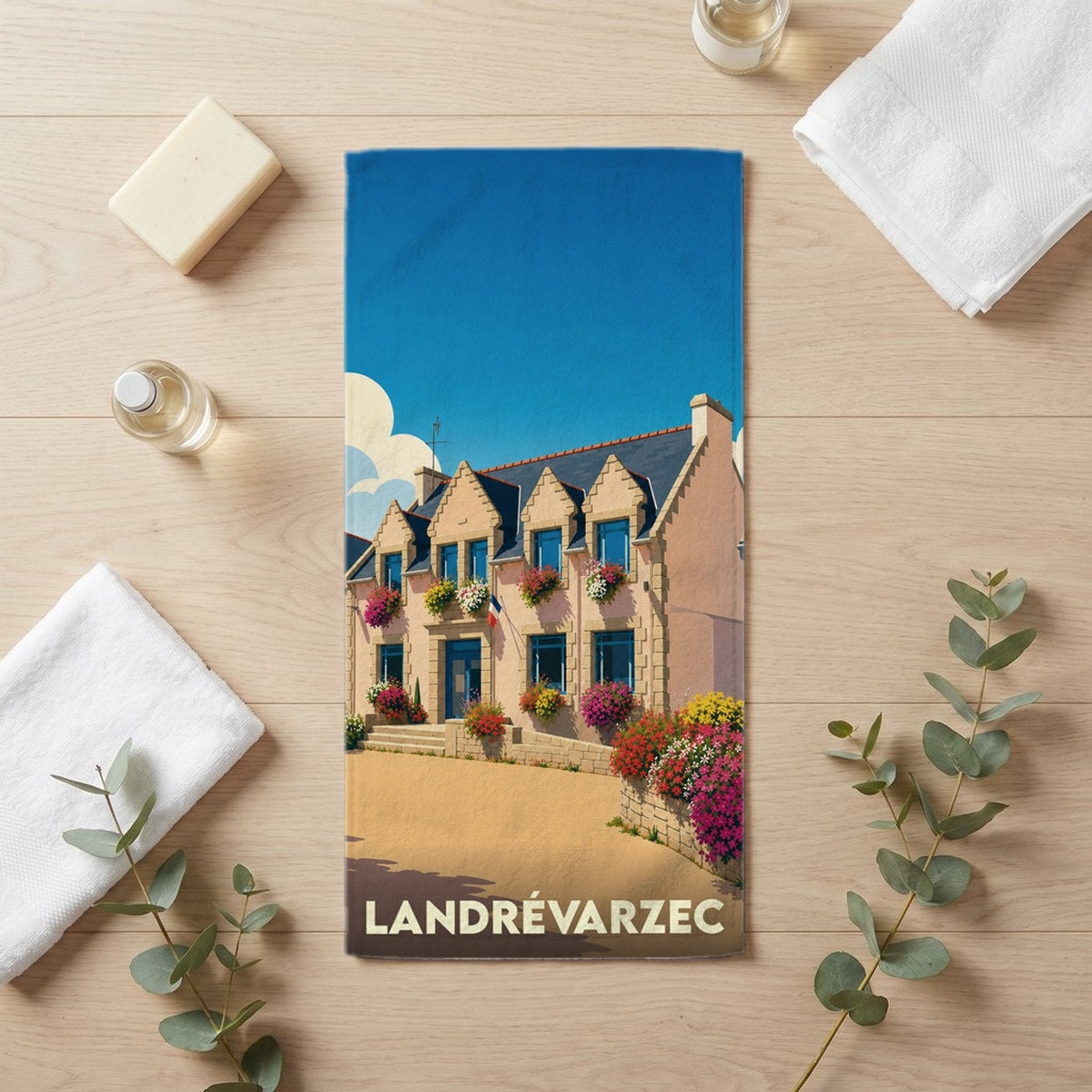 Serviette de bain 30 cm x 60 cm souvenir de Landrévarzec