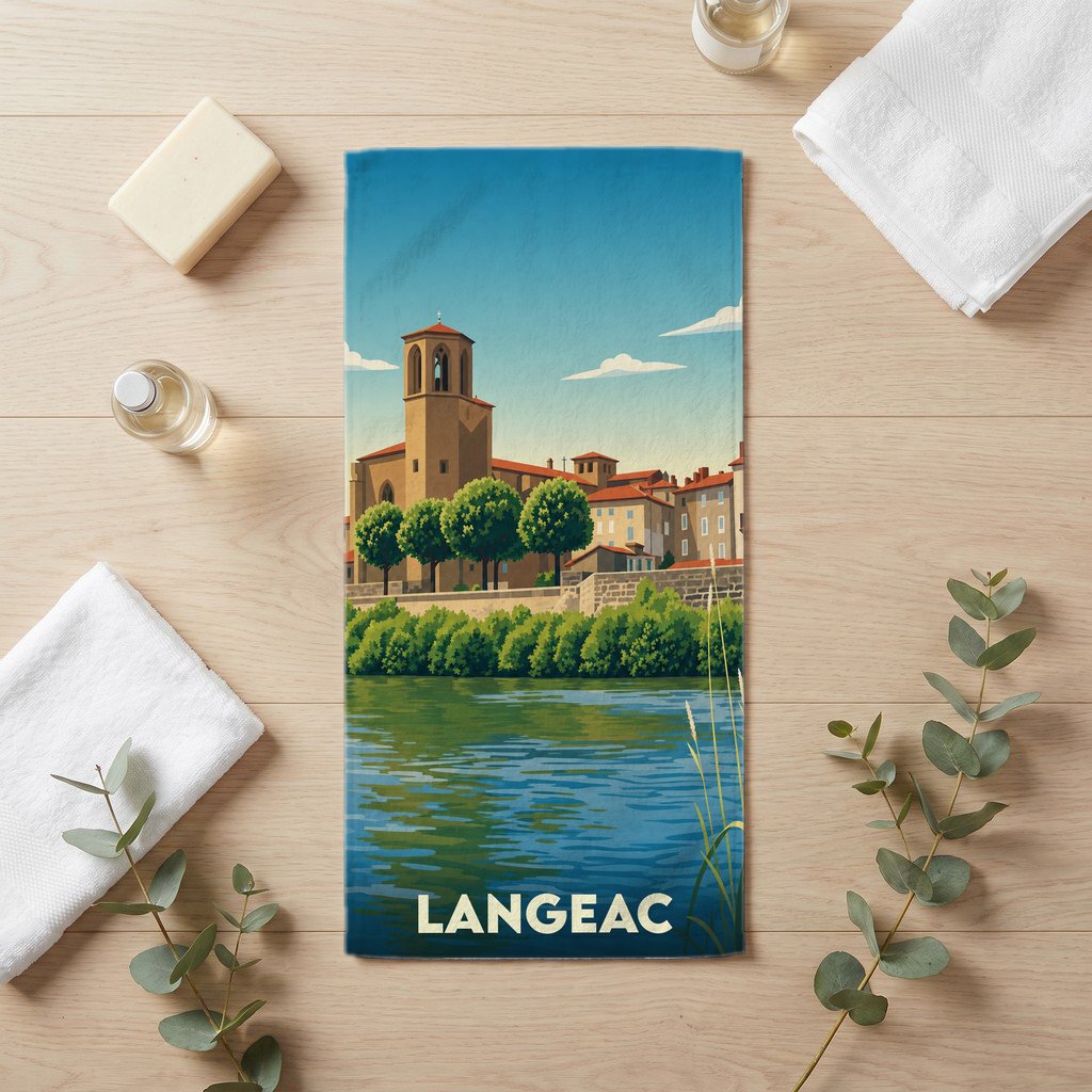 Serviette de bain 30 cm x 60 cm souvenir de Langeac
