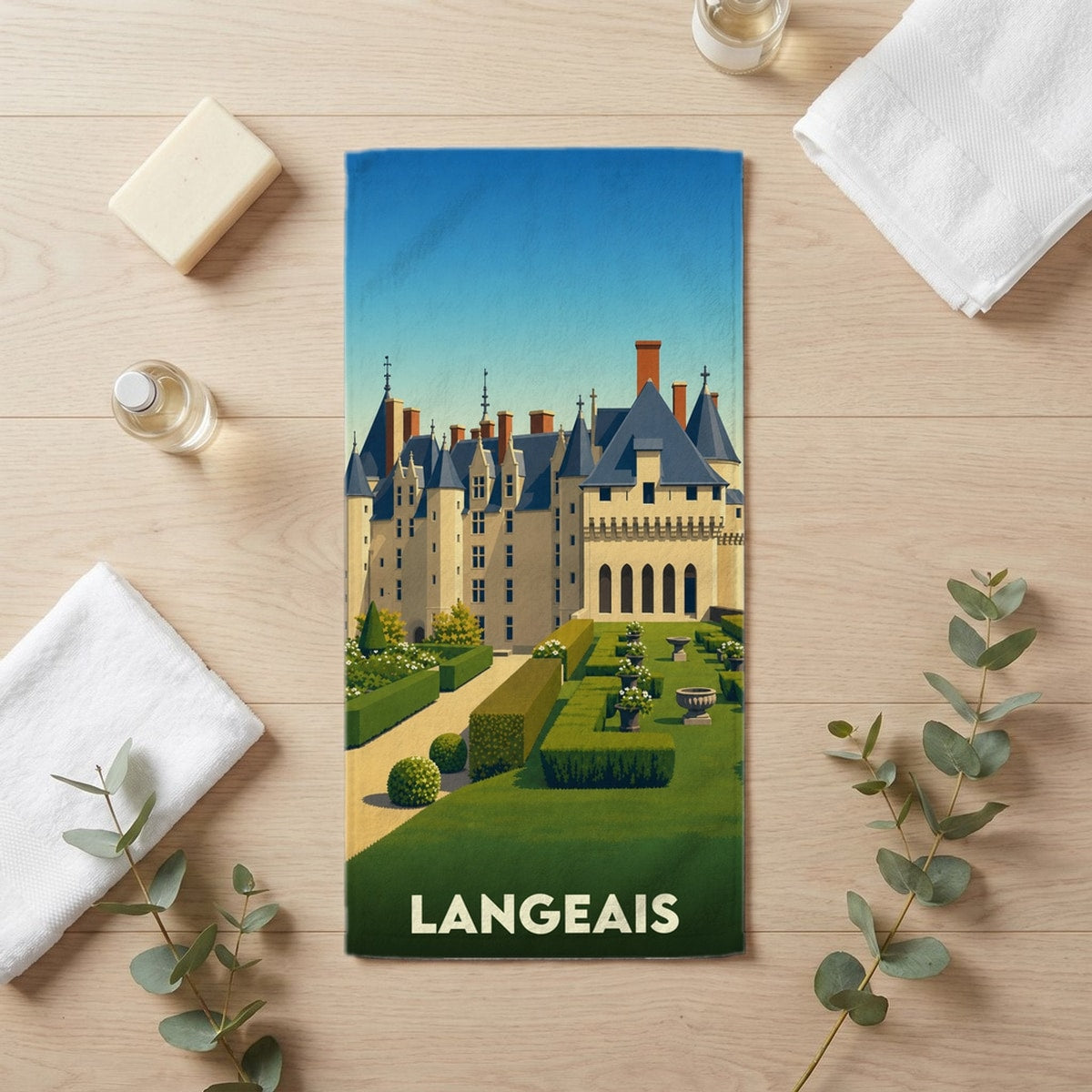 Serviette de bain 30 cm x 60 cm souvenir de Langeais