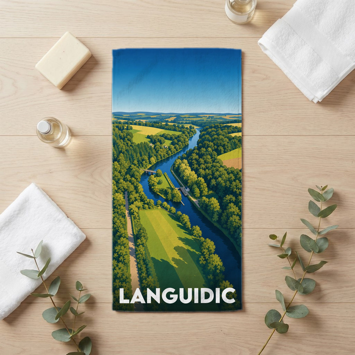 Serviette de bain 30 cm x 60 cm souvenir de Languidic