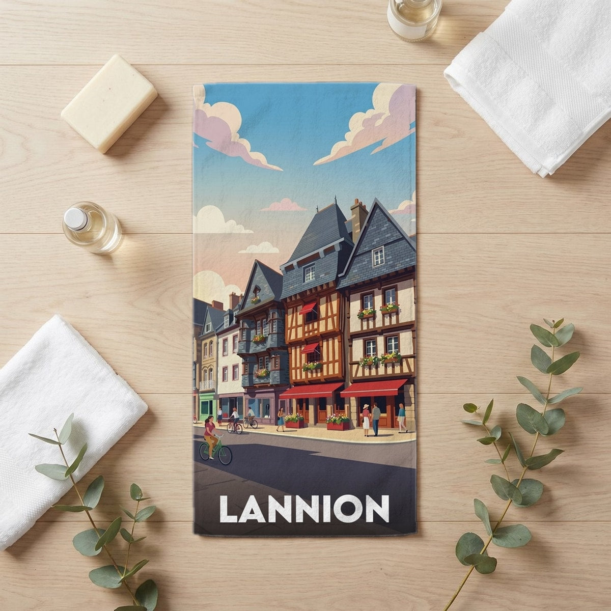 Serviette de bain 30 cm x 60 cm souvenir de Lannion