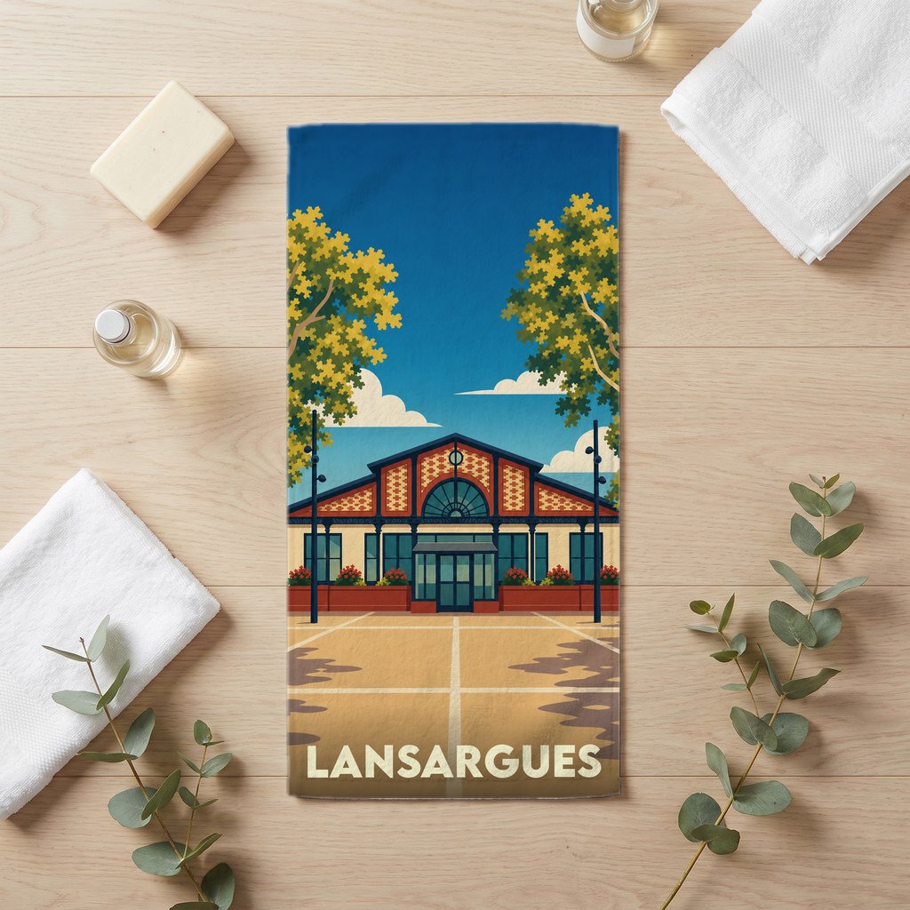Serviette de bain 30 cm x 60 cm souvenir de Lansargues