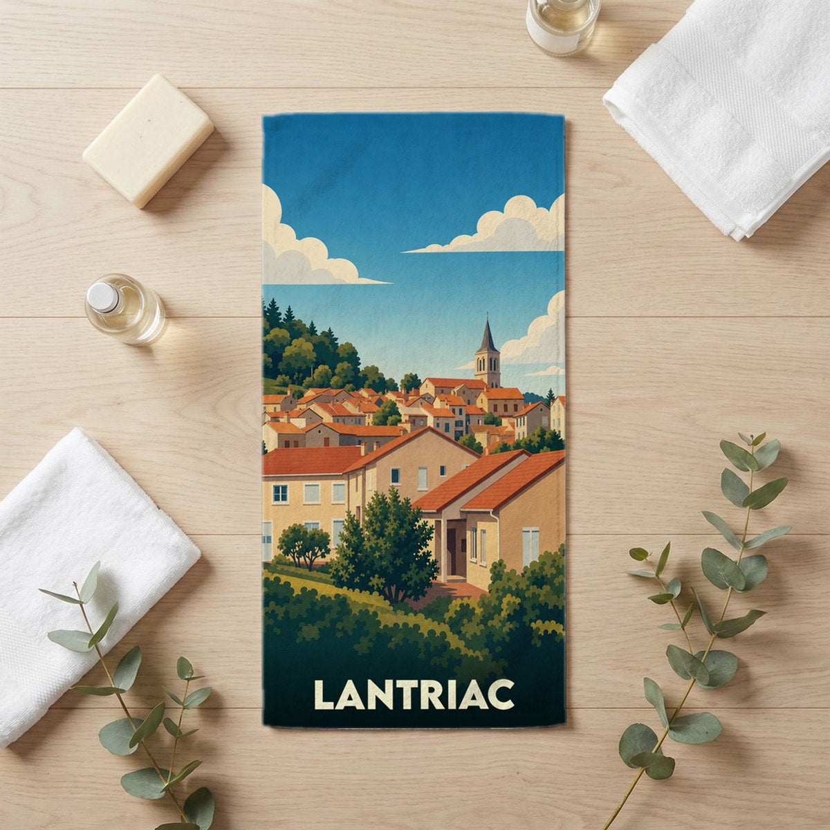 Serviette de bain 30 cm x 60 cm souvenir de Lantriac