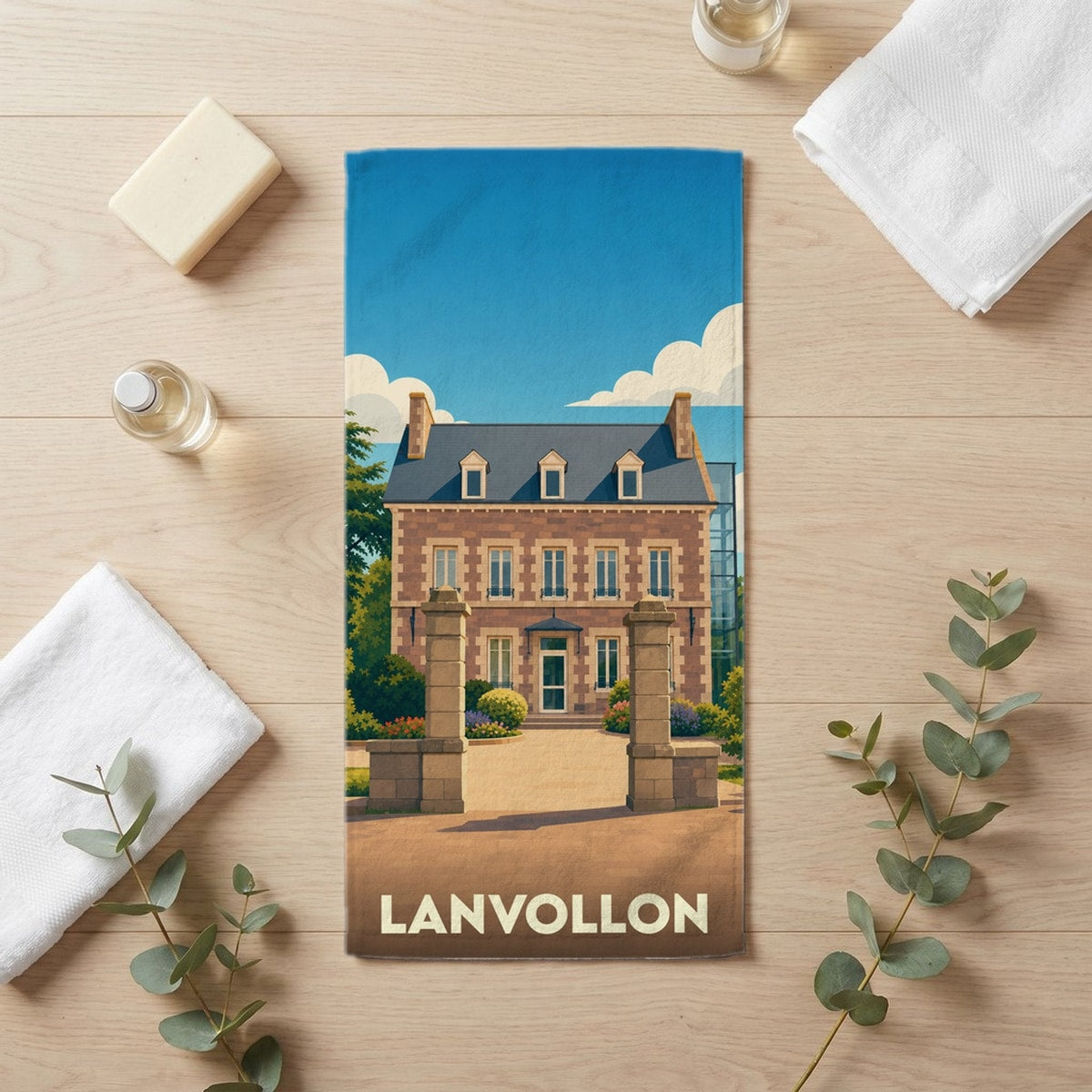Serviette de bain 30 cm x 60 cm souvenir de Lanvollon
