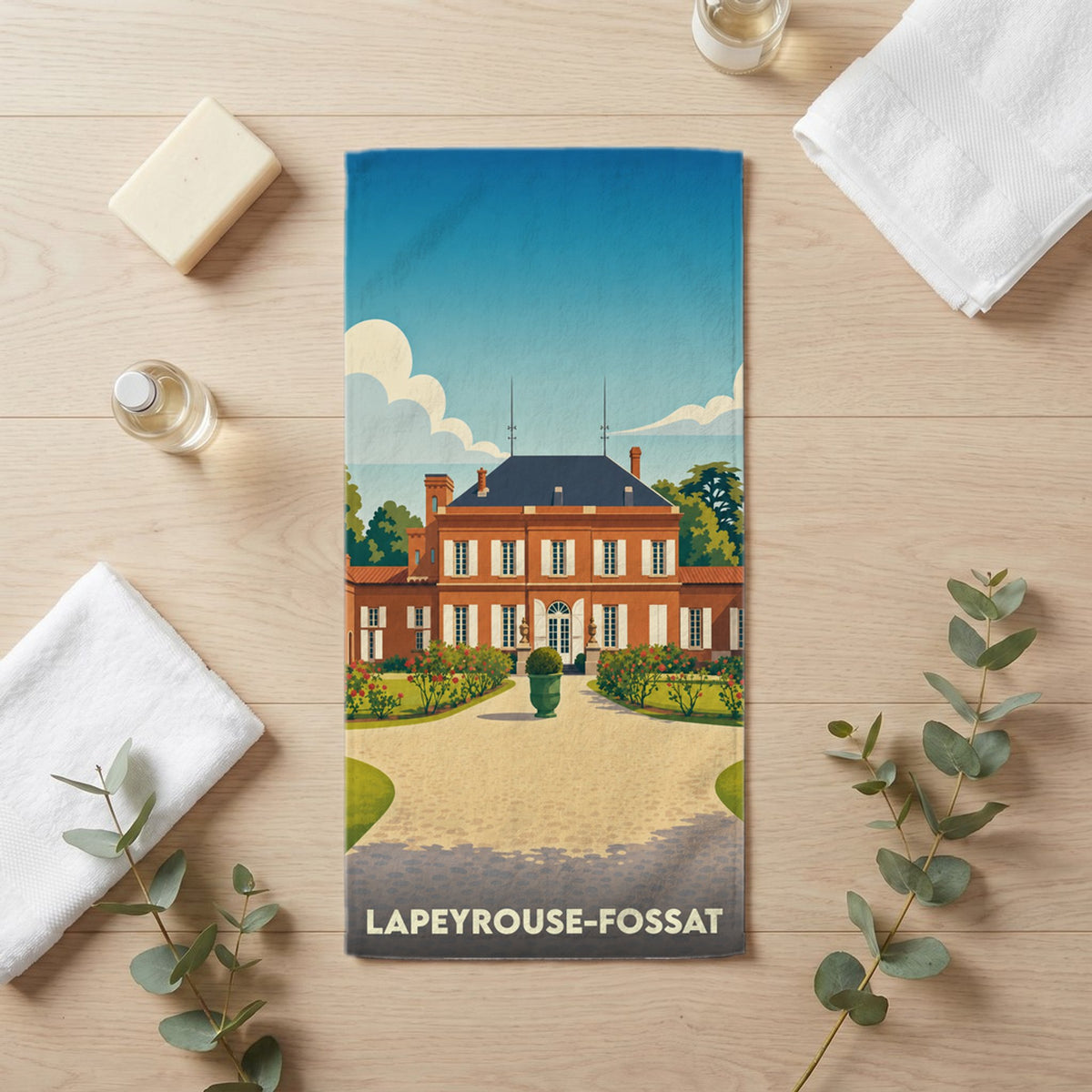 Serviette de bain 30 cm x 60 cm souvenir de Lapeyrouse-Fossat