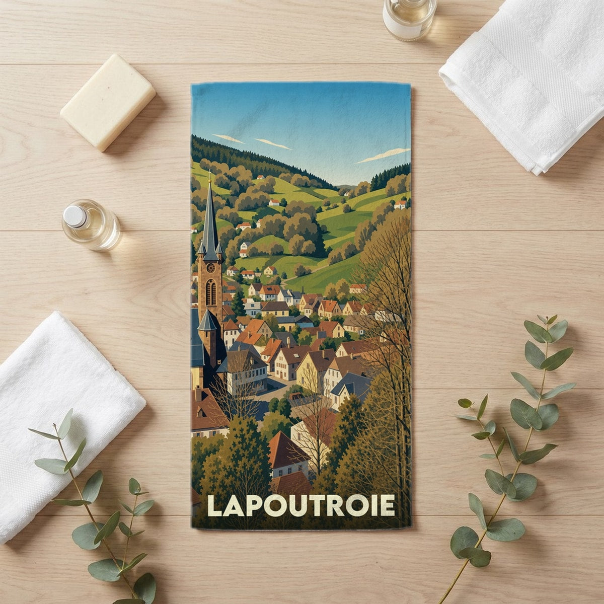 Serviette de bain 30 cm x 60 cm souvenir de Lapoutroie