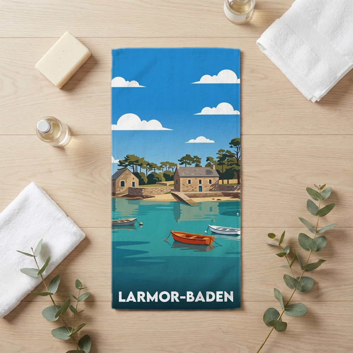 Serviette de bain 30 cm x 60 cm souvenir de Larmor-Baden